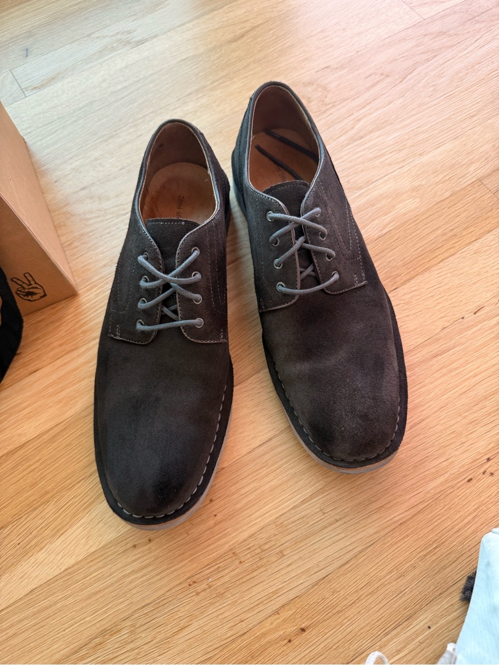 John Varvatos Men's Suede Sid Eva Derby shoes in Charcoal Gray